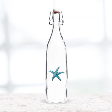 Coastal Jeweled Blue Starfish Swing Top Bottle
